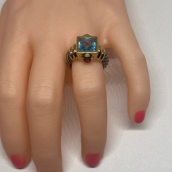 David Yurman 925 14K Gold Renaissance Cable Ring Topaz Pink Tourmaline Sz 4.5 - Picture 11 of 11